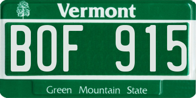 VT license plate BOF915