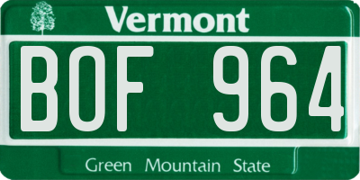 VT license plate BOF964