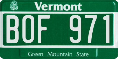 VT license plate BOF971