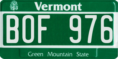 VT license plate BOF976