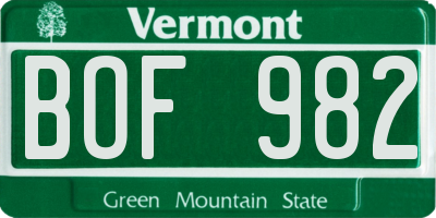 VT license plate BOF982
