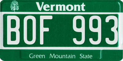 VT license plate BOF993