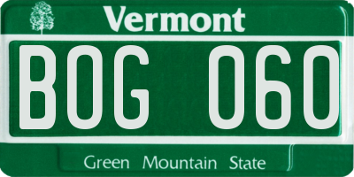 VT license plate BOG060