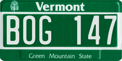 VT license plate BOG147