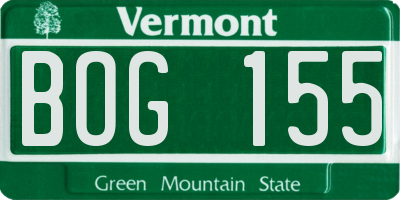 VT license plate BOG155
