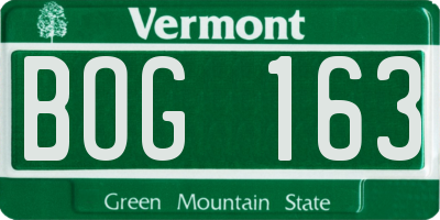 VT license plate BOG163