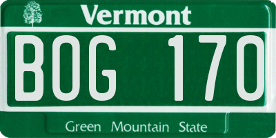 VT license plate BOG170