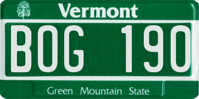 VT license plate BOG190