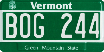 VT license plate BOG244