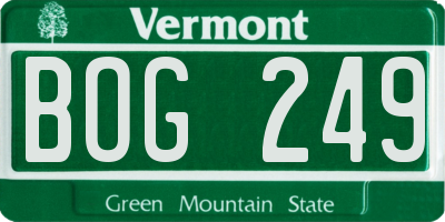 VT license plate BOG249
