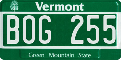 VT license plate BOG255