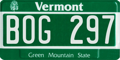 VT license plate BOG297