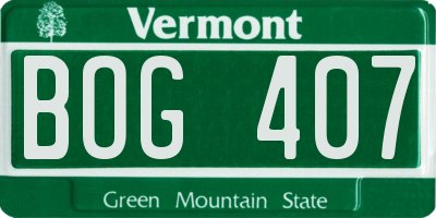 VT license plate BOG407