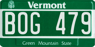 VT license plate BOG479