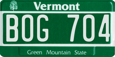 VT license plate BOG704