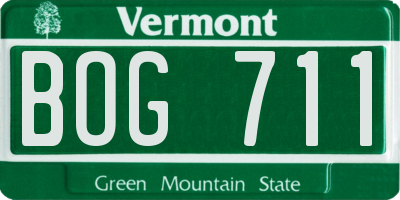 VT license plate BOG711