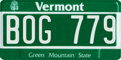 VT license plate BOG779