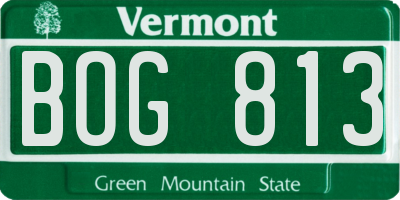 VT license plate BOG813