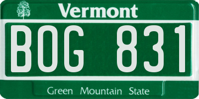 VT license plate BOG831