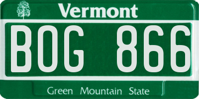 VT license plate BOG866