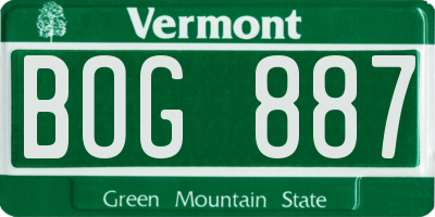 VT license plate BOG887