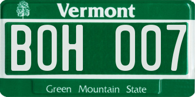 VT license plate BOH007
