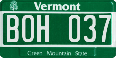 VT license plate BOH037