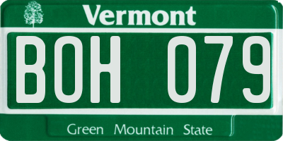 VT license plate BOH079