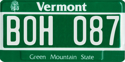 VT license plate BOH087