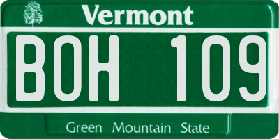 VT license plate BOH109