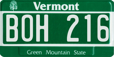 VT license plate BOH216