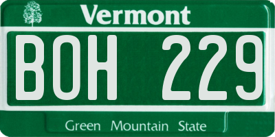 VT license plate BOH229