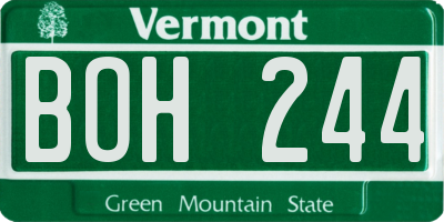 VT license plate BOH244