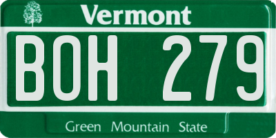 VT license plate BOH279