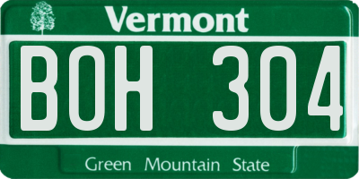 VT license plate BOH304