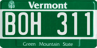VT license plate BOH311