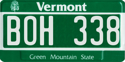 VT license plate BOH338