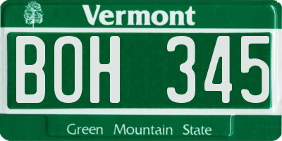 VT license plate BOH345