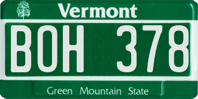 VT license plate BOH378