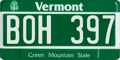 VT license plate BOH397