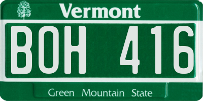 VT license plate BOH416