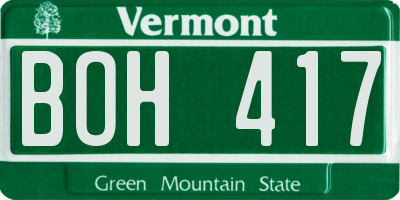 VT license plate BOH417
