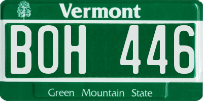 VT license plate BOH446