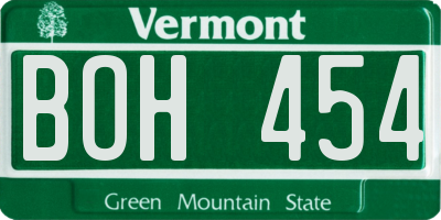 VT license plate BOH454