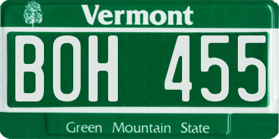VT license plate BOH455