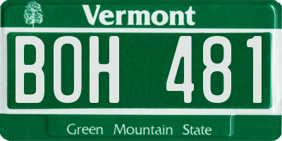 VT license plate BOH481