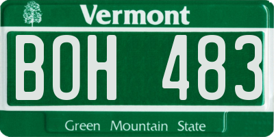 VT license plate BOH483