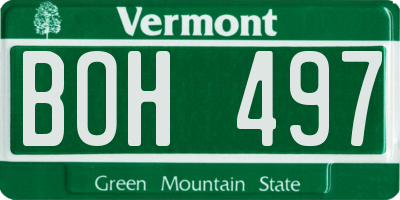 VT license plate BOH497