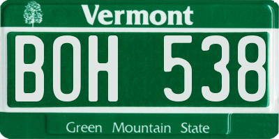 VT license plate BOH538