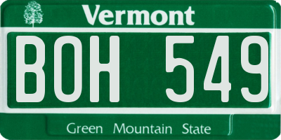 VT license plate BOH549
